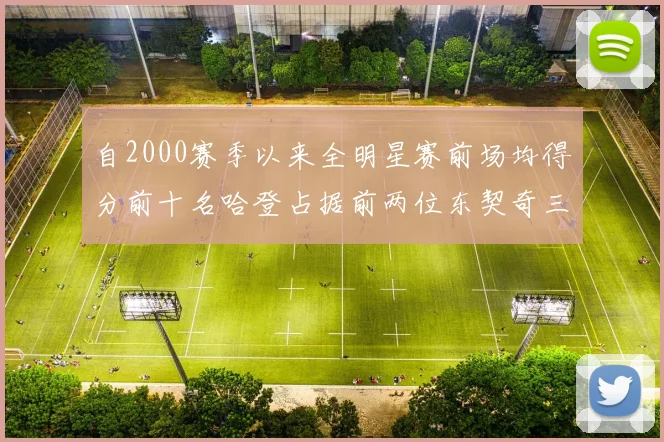 自2000赛季以来全明星赛前场均得分前十名哈登占据前两位东契奇三次上榜